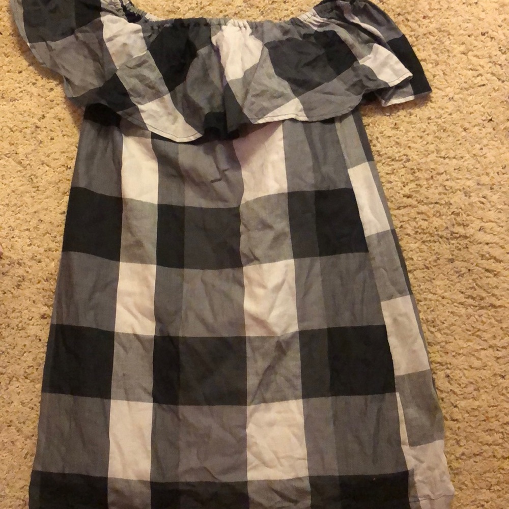 Black and white off the shoulder dress